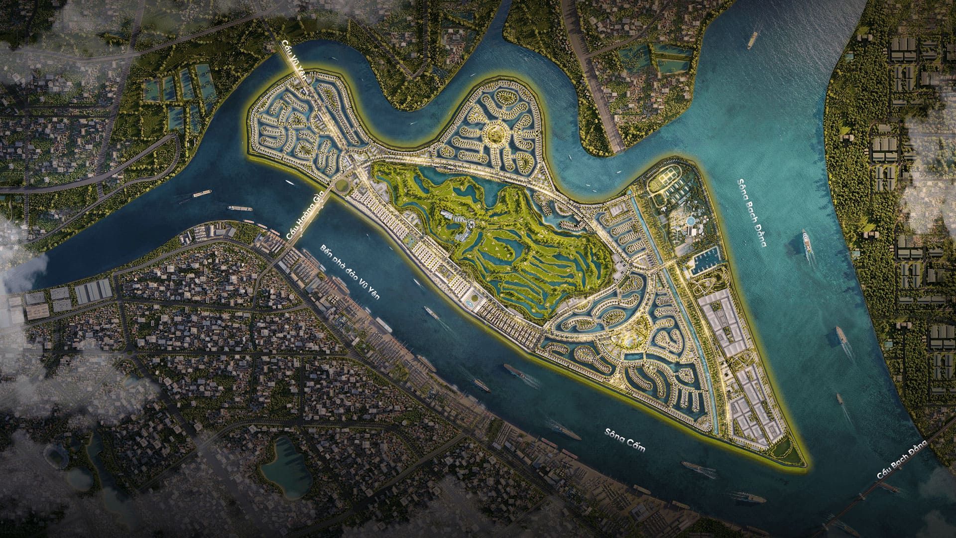 Vị trí Vinhomes Royal Island trên đảo Vũ Yên, Hải Phòng