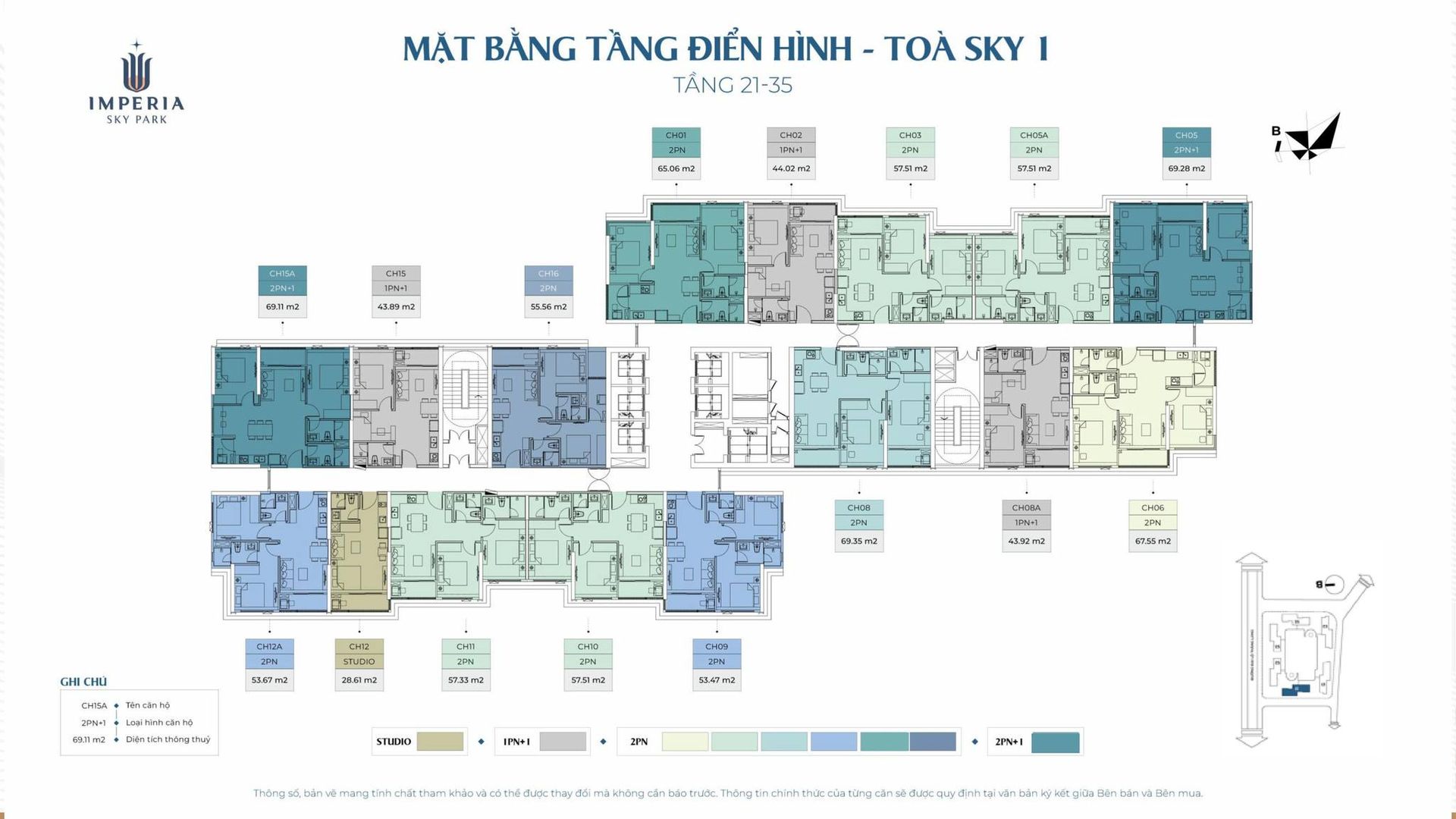 Mặt bằng tầng 21 - 35, toà S1 — Imperia Sky Park