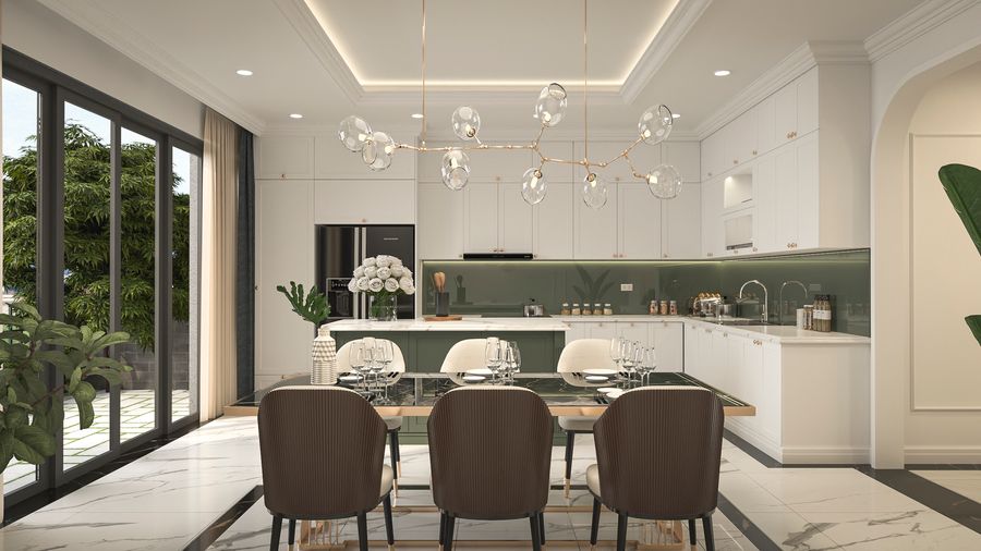 Bếp và bàn ăn nhà mẫu — Hawee Parkland Cao Thượng