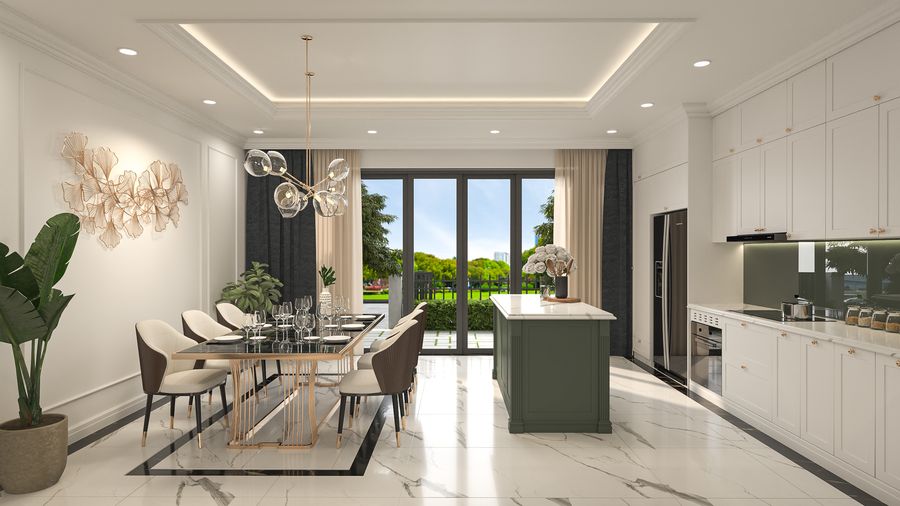 Khu bếp nhìn từ phòng ăn — Hawee Parkland Cao Thượng