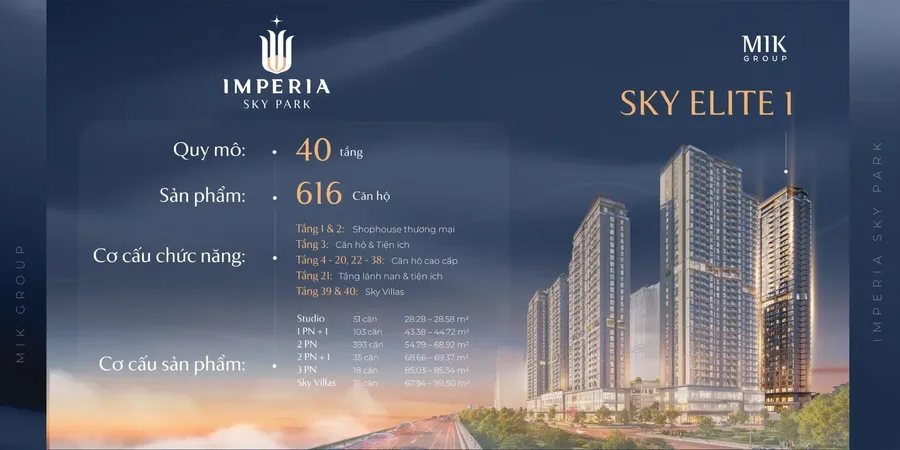 Toà E1 — 40 tầng, 616 căn — Imperia Sky Park