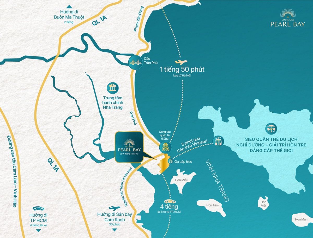 Vị trí Vinhomes Pearl Bay trên đường Trần Phú, Nha Trang